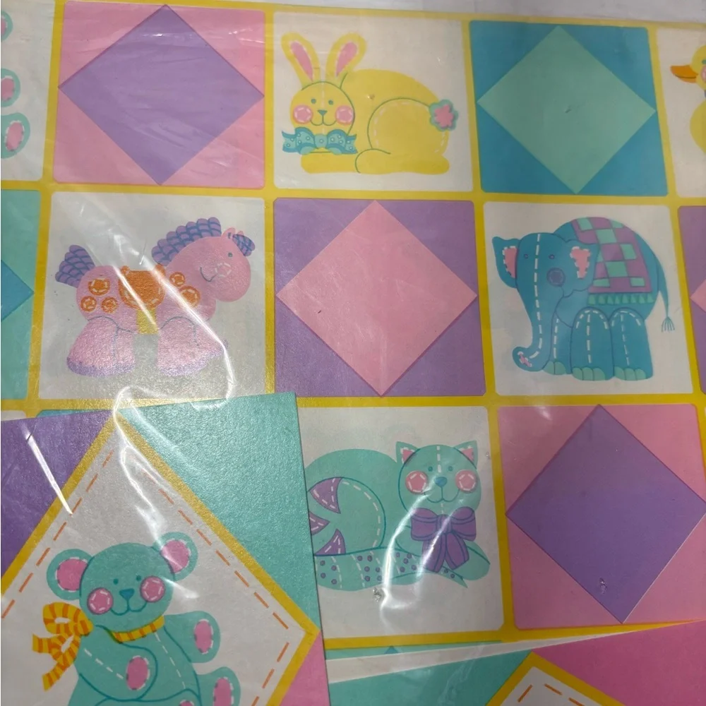 Current Baby Toys Gift Wrap 1985 Hallmark Baby Shower Gift Wrap VTG Sealed 3pkgs
